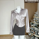 BXOXO - summer inspo Stylish Lace-up Satin Tops Korean Fashion Elegant Bow Sexy And Elegant Lace Party Blouse Cozy Party Elegant Shirts Blous